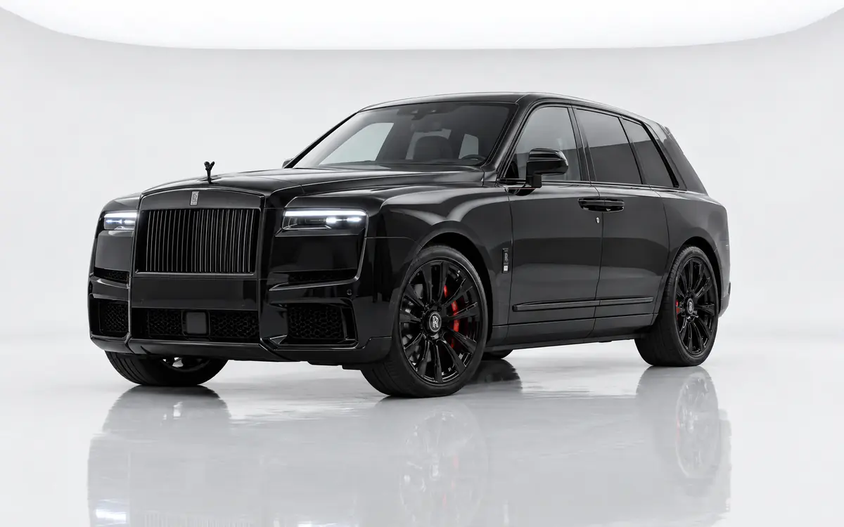 A Rolls-Royce Cullinan in a white photo studio (illustrative, generated).